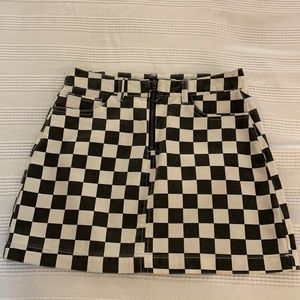 Checkerboard Denim Mini Skirt